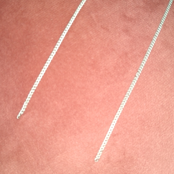 Solid 925 Sterling Silver Hook Long Pale Aqua Handmade Chain Earrings New - Picture 4 of 8